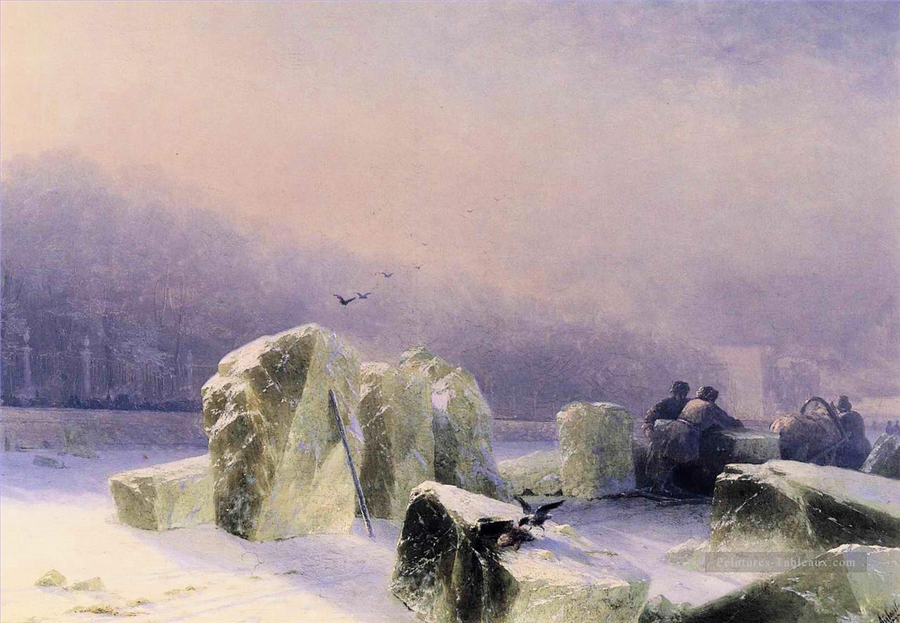 brise glace sur la neva congelée à Saint Pétersbourg Ivan Aivazovsky Peintures à l'huile